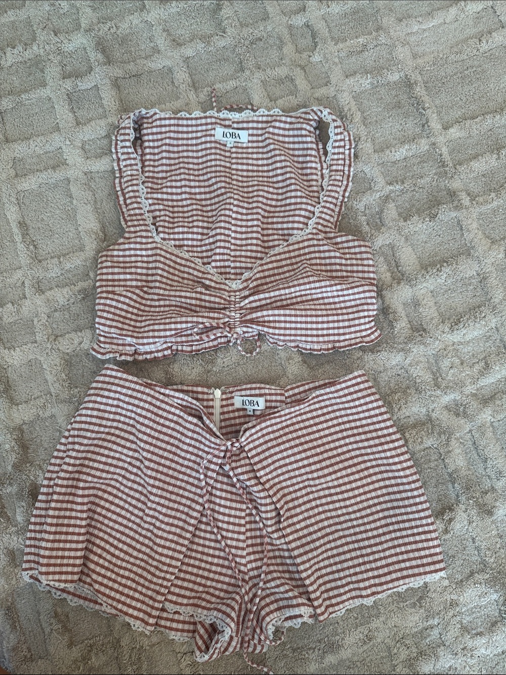 LOBA Pink Gingham High-Waist Women’s Shorts